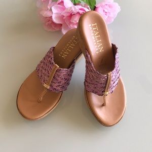 Italian Shoemakers Lavender/Purple Wedge Sandals